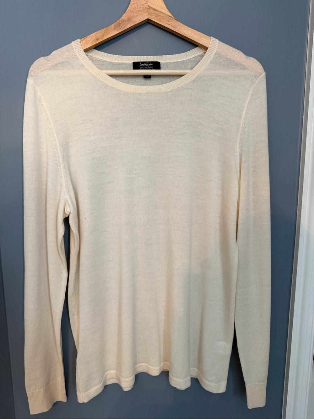 Lord & Taylor Cream Crewneck Sweater